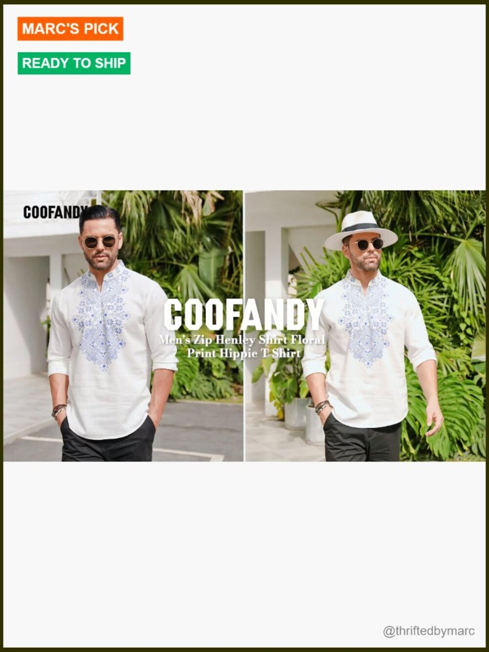 Men's African Print Henley Shirt Long Sleeve Zip Up Cotton Linen - Picture 7 of 7